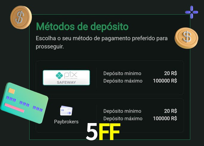 O cassino 5FF oferece uma grande variedade de métodos de pagamento